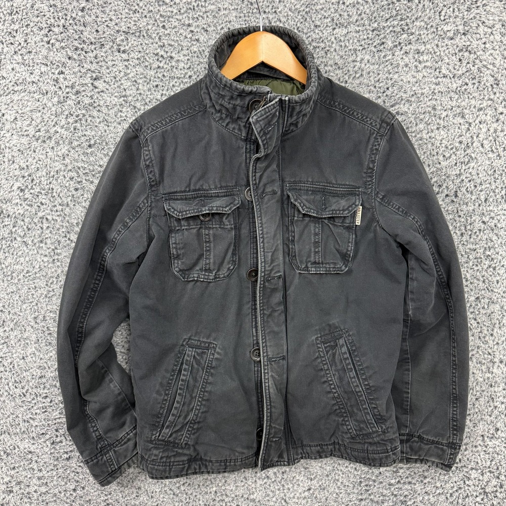Vintage Y2K Hollister Jacket Mens Small Blue Canvas Quilted Lined Military Field